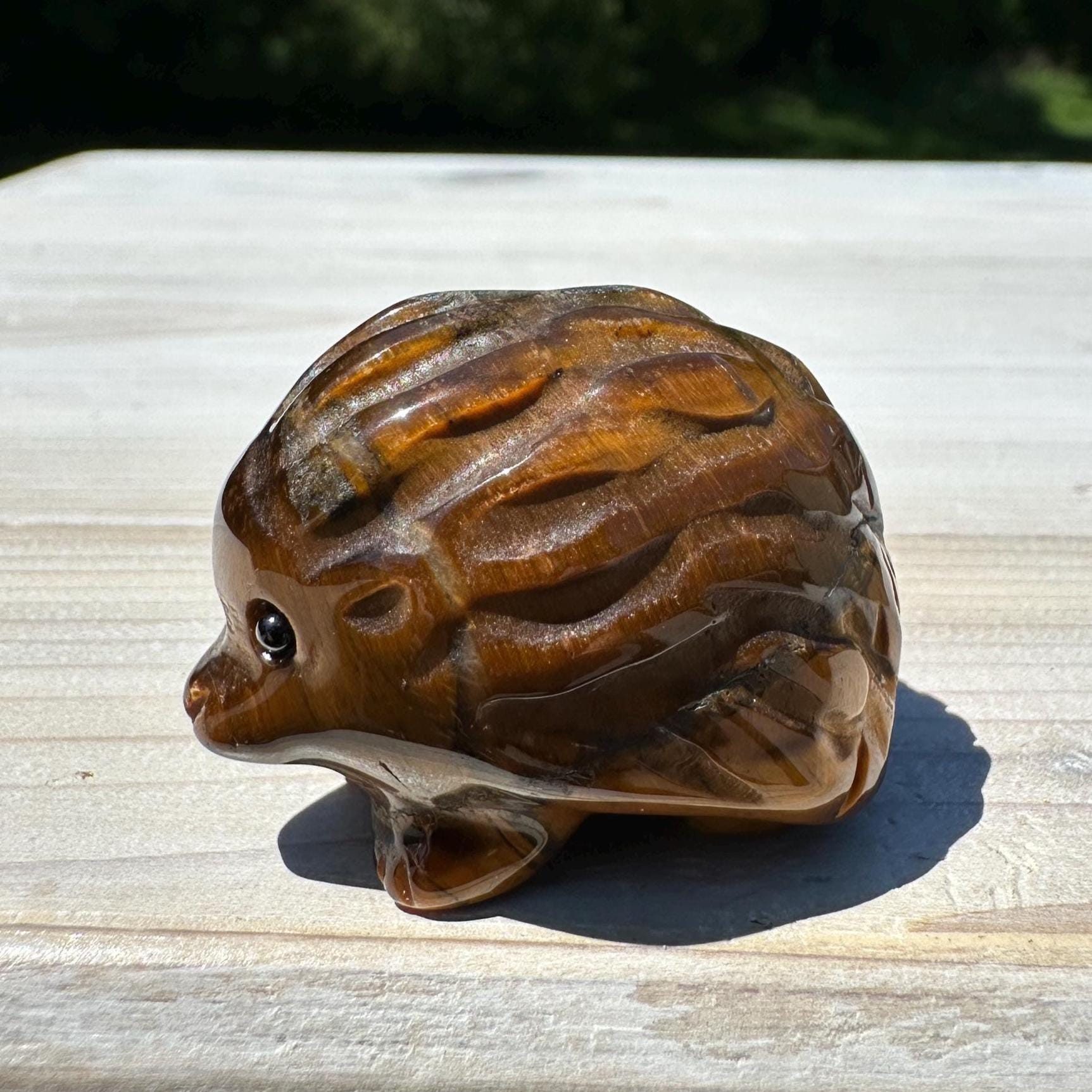 Cute Tiger Eye Hedgehog Carving - #4