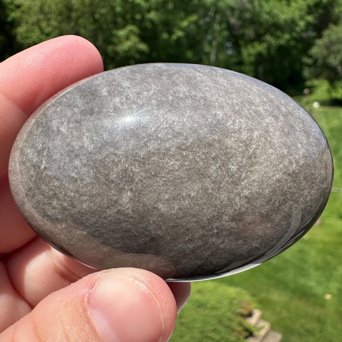 Silver Sheen Obsidian Palm Stone from Mexico - #4