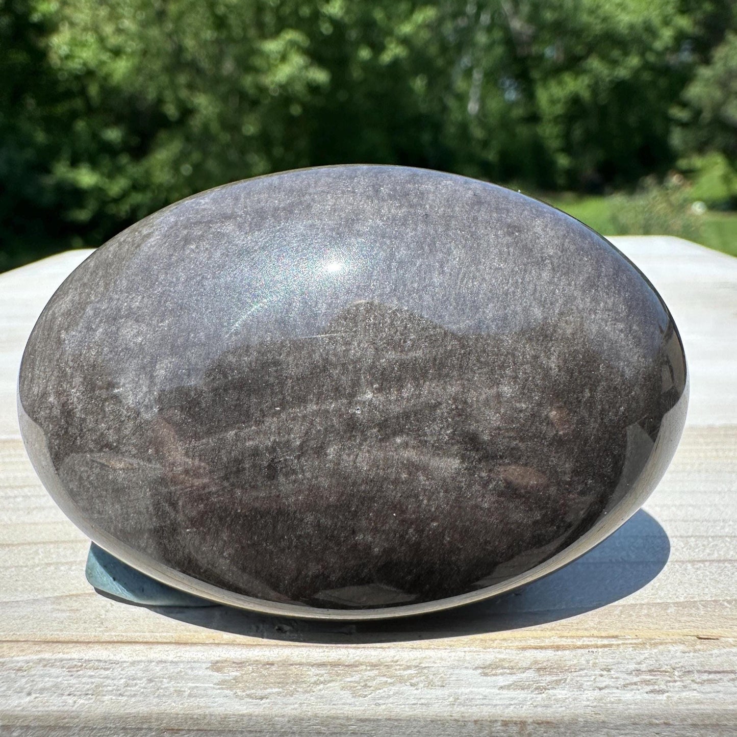 Silver Sheen Obsidian Palm Stone from Mexico - #5