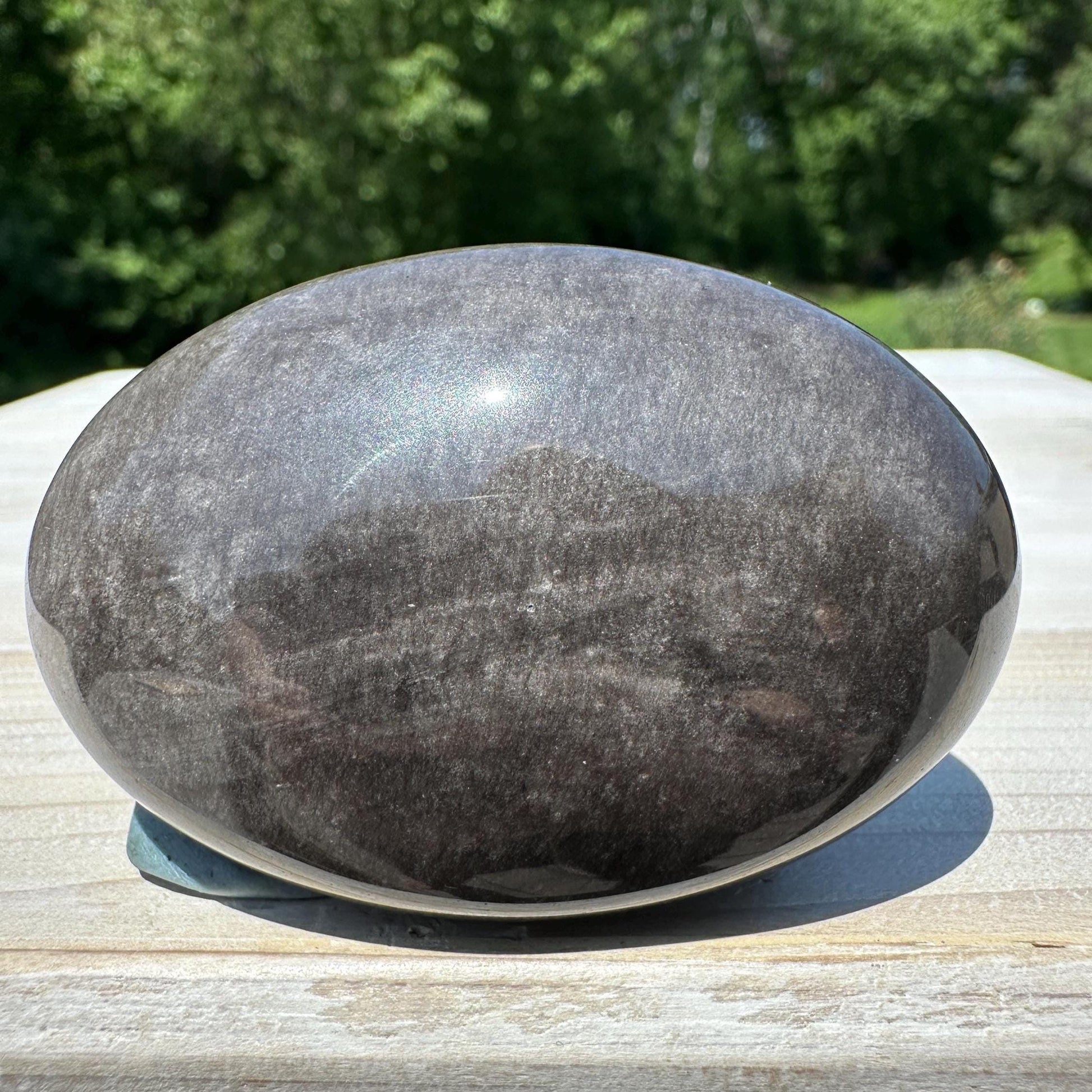 Silver Sheen Obsidian Palm Stone from Mexico - #5