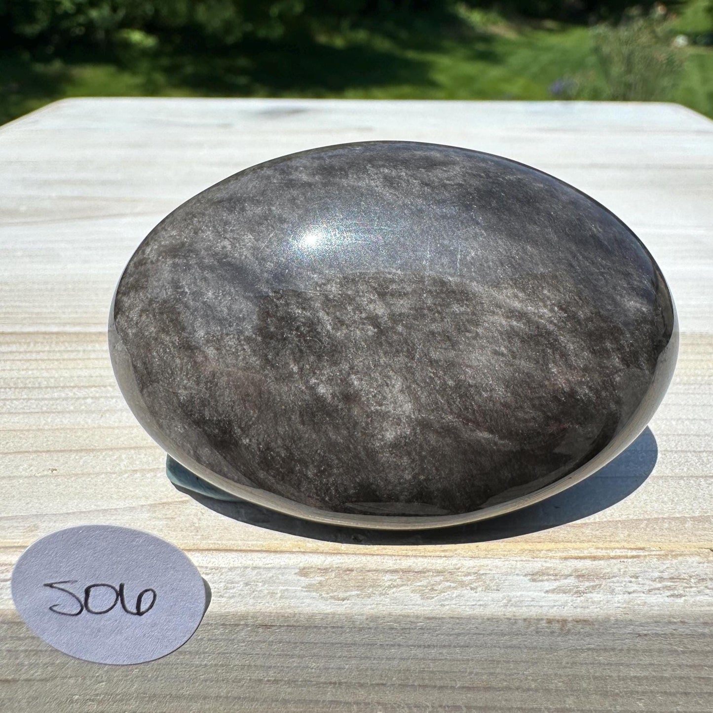 Silver Sheen Obsidian Palm Stone from Mexico - #6
