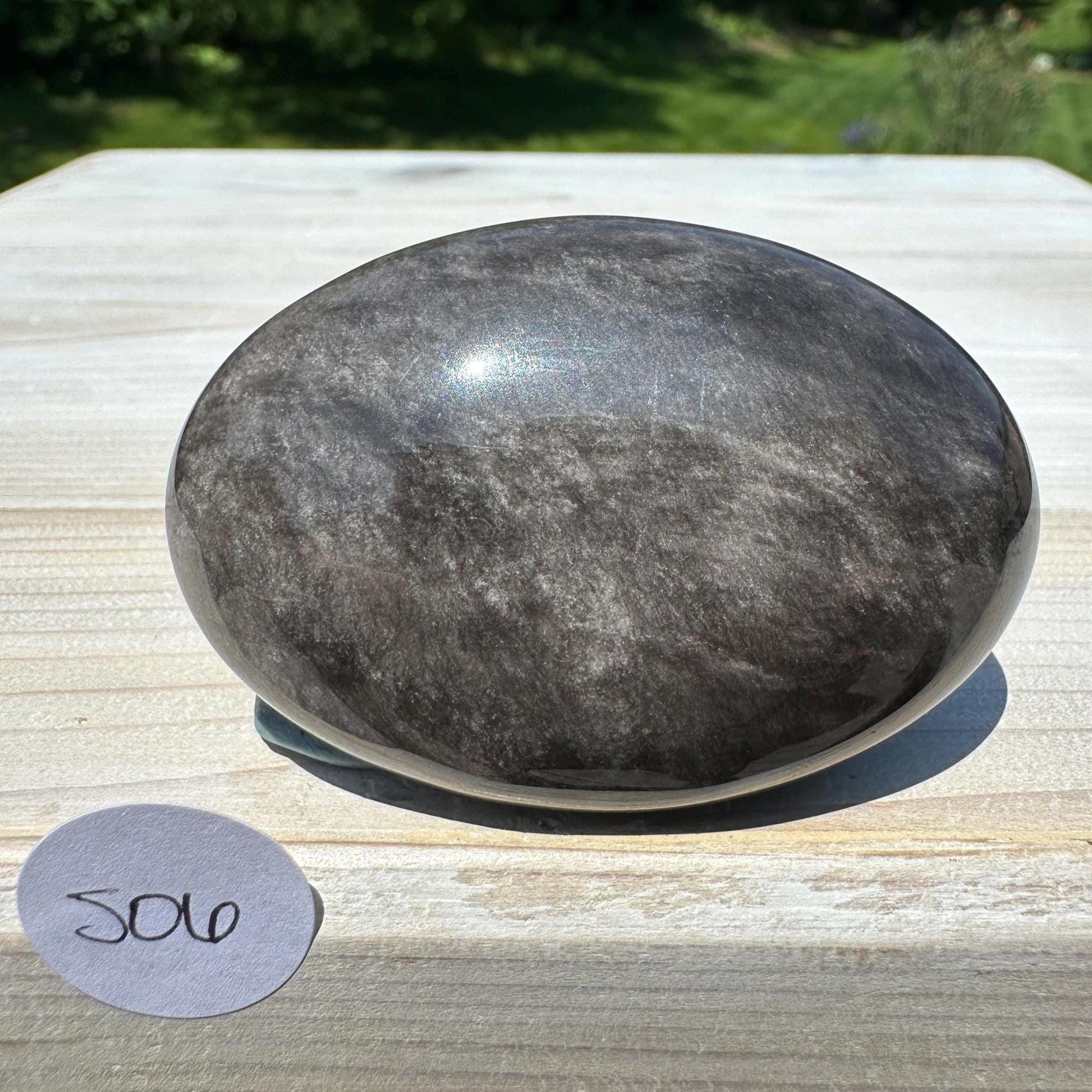 Silver Sheen Obsidian Palm Stone from Mexico - #6