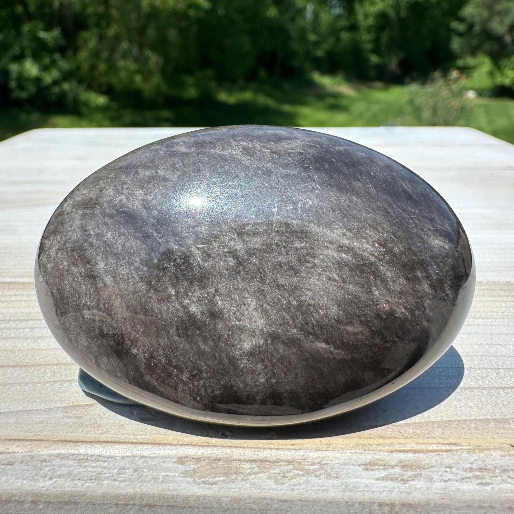 Silver Sheen Obsidian Palm Stone from Mexico - #6