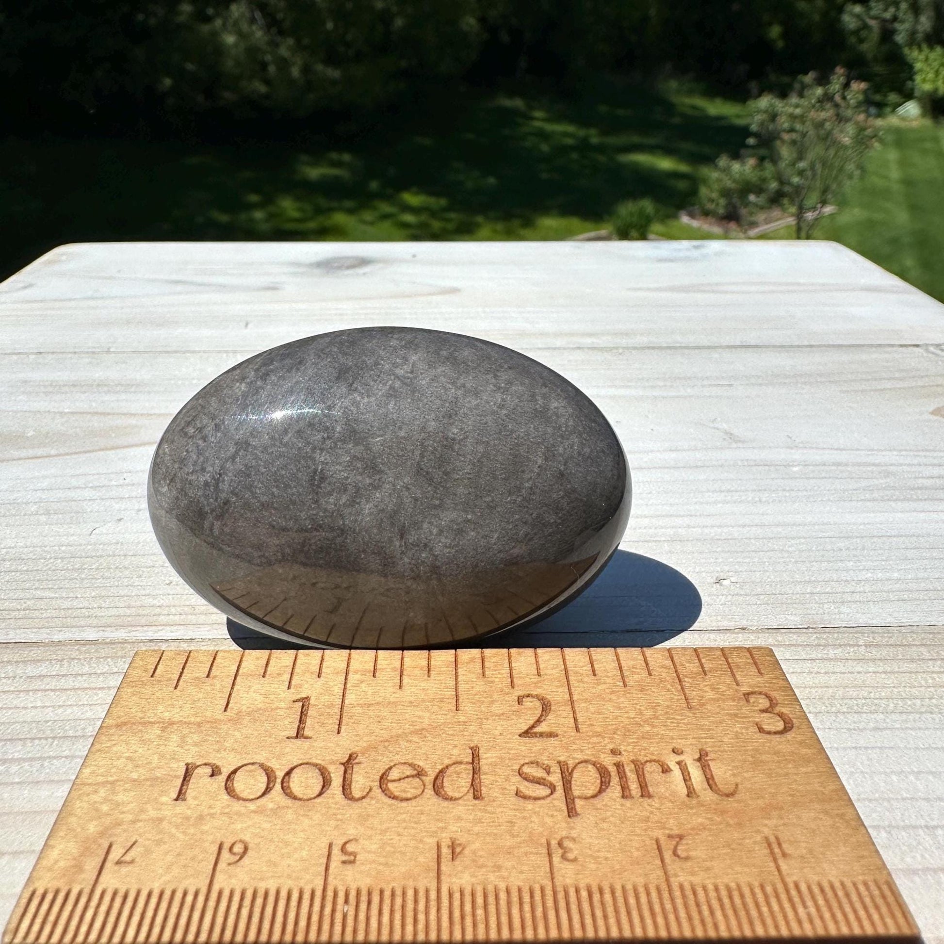 Silver Sheen Obsidian Palm Stone from Mexico - #3
