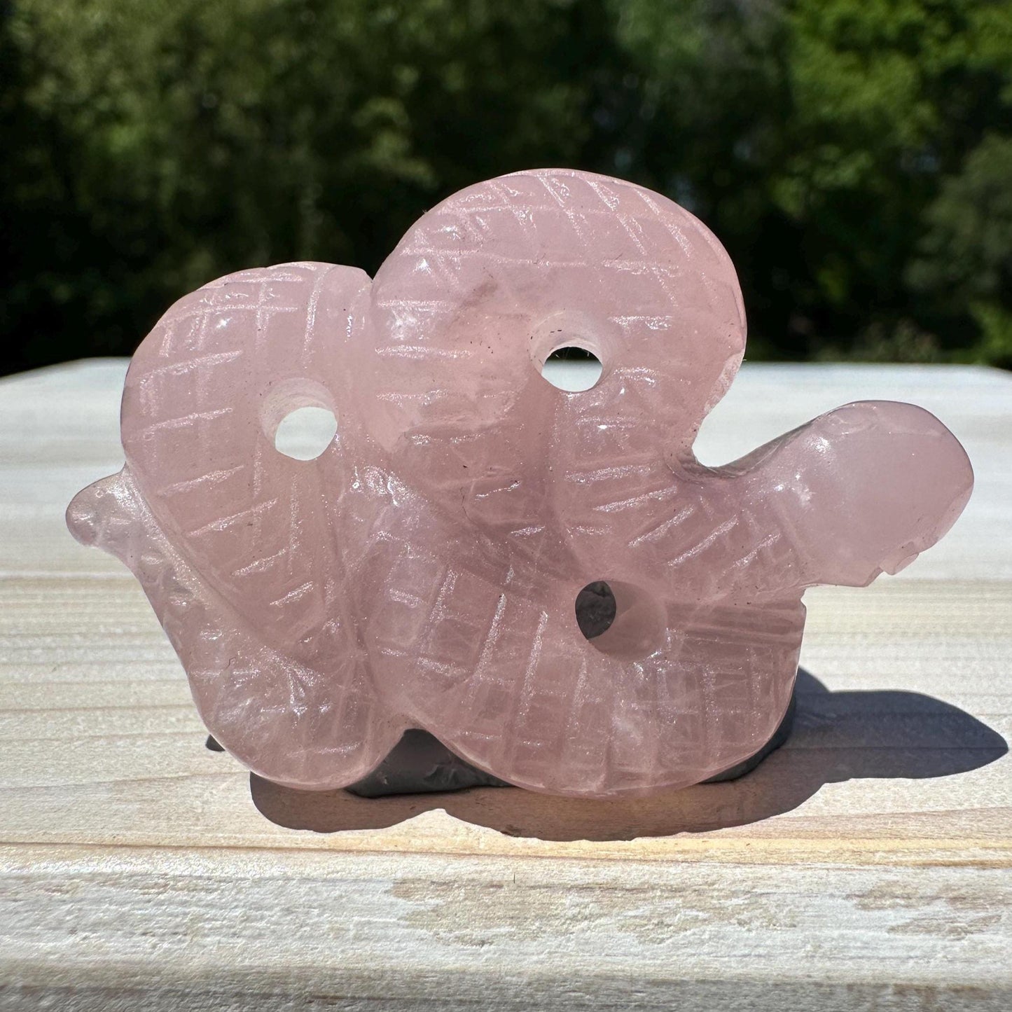 Gorgeous Rose Quartz Snake Carving - #1