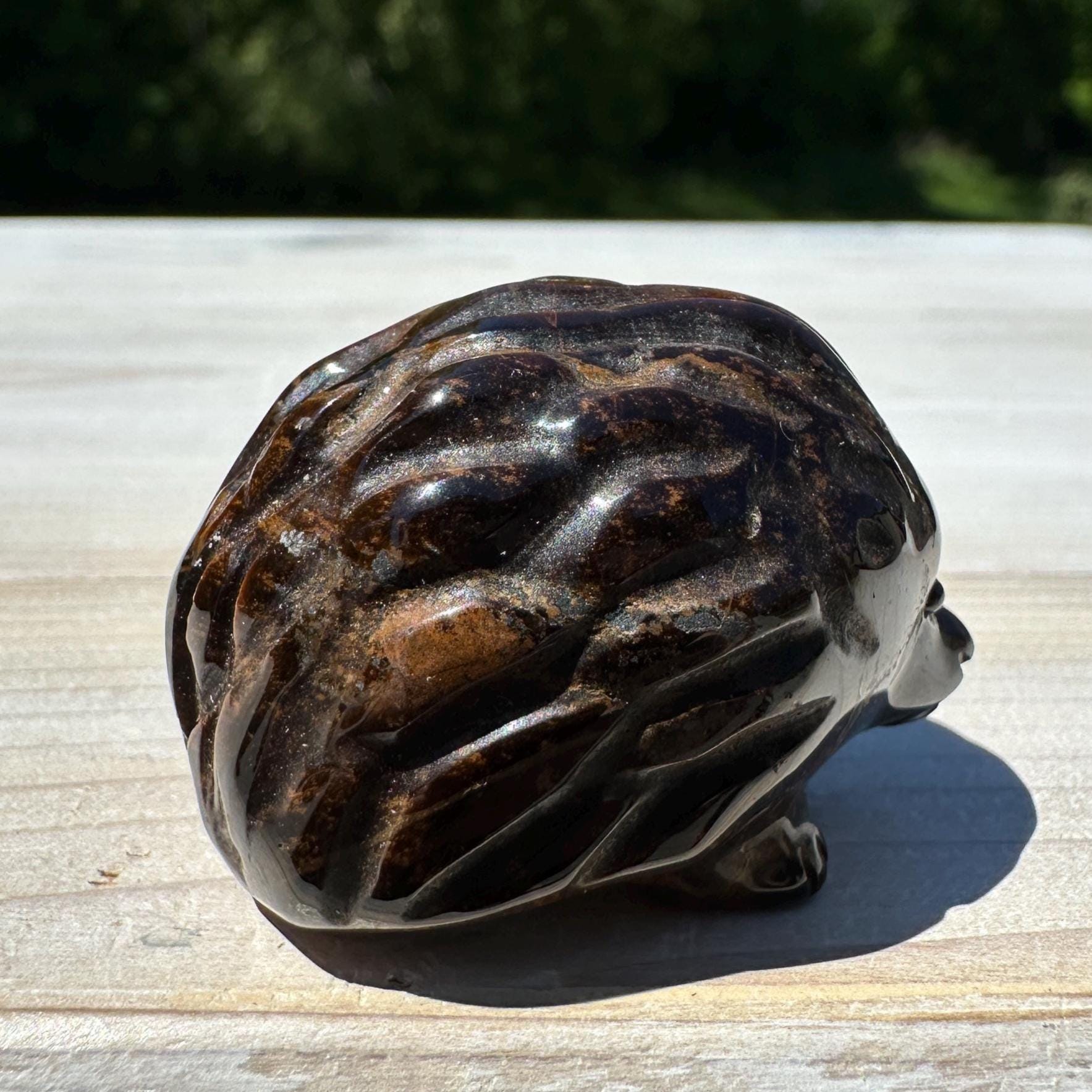Cute Tiger Eye Hedgehog Carving - #1