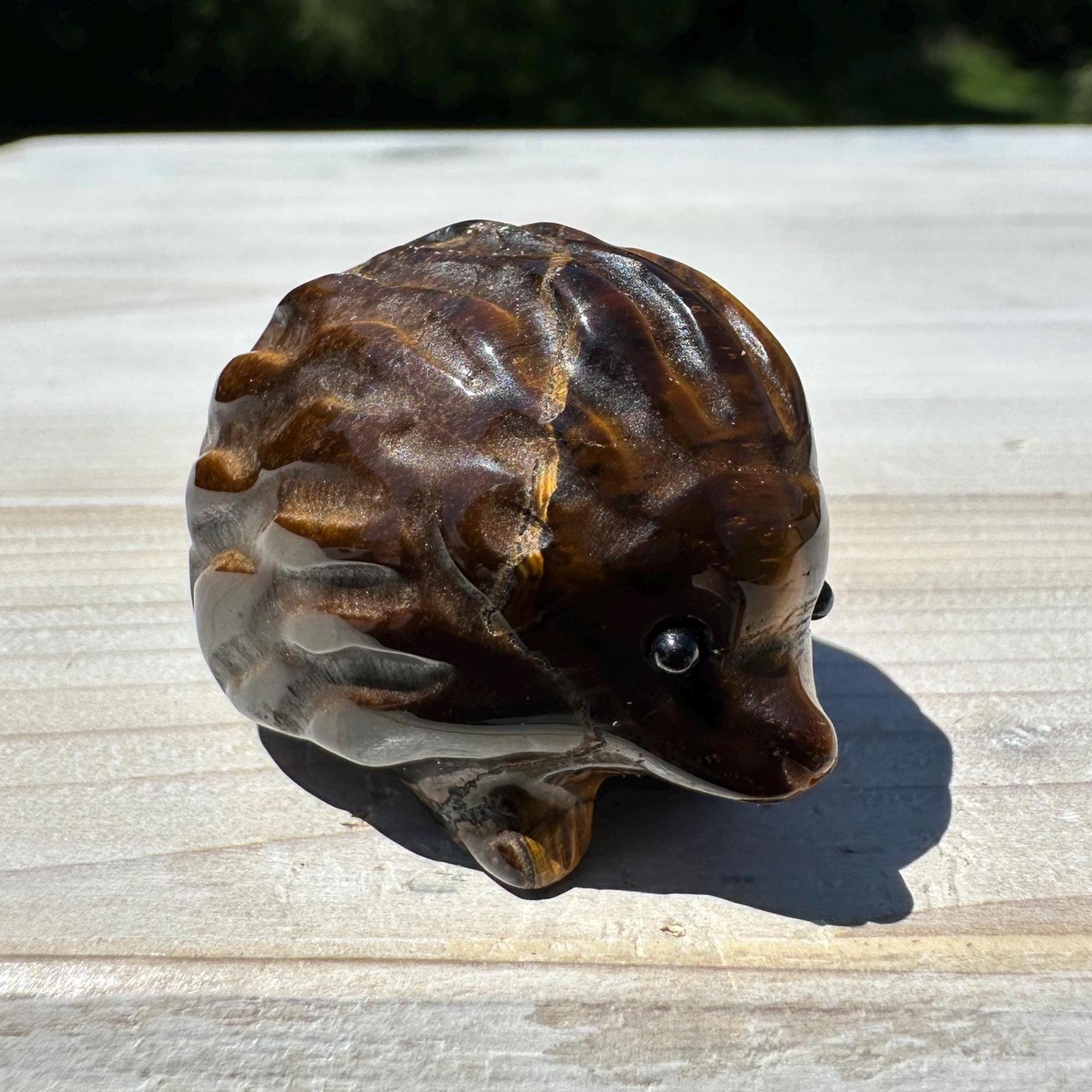 Cute Tiger Eye Hedgehog Carving - #2