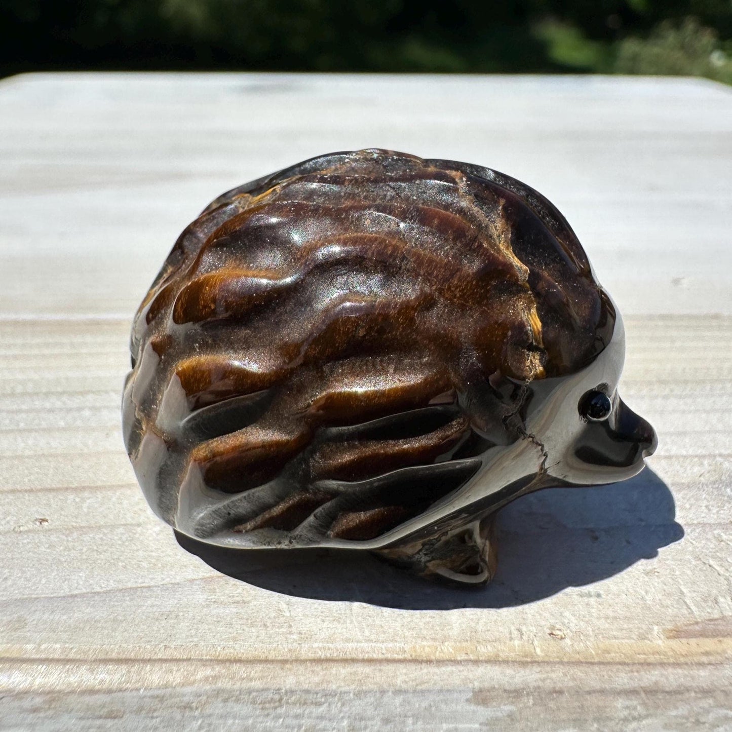 Cute Tiger Eye Hedgehog Carving - #2