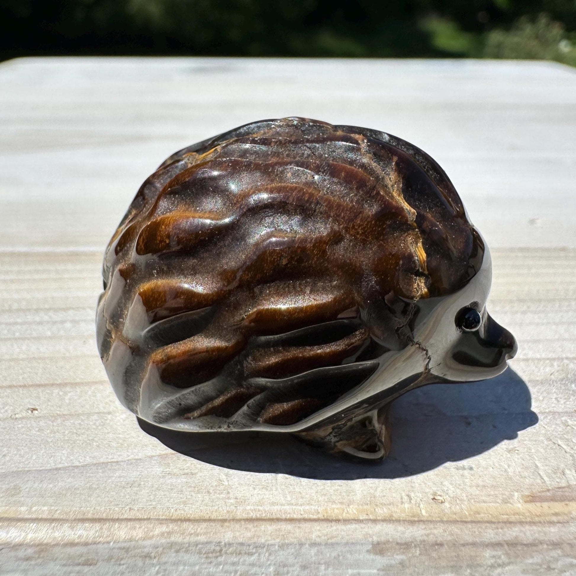 Cute Tiger Eye Hedgehog Carving - #2