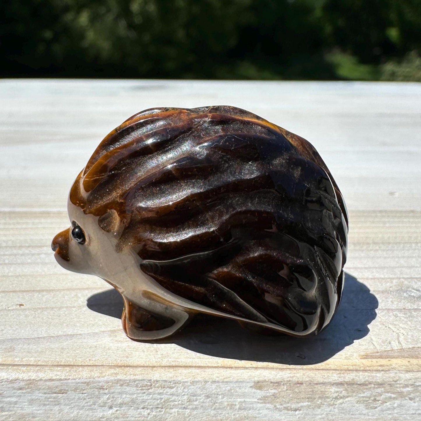 Cute Tiger Eye Hedgehog Carving - #2