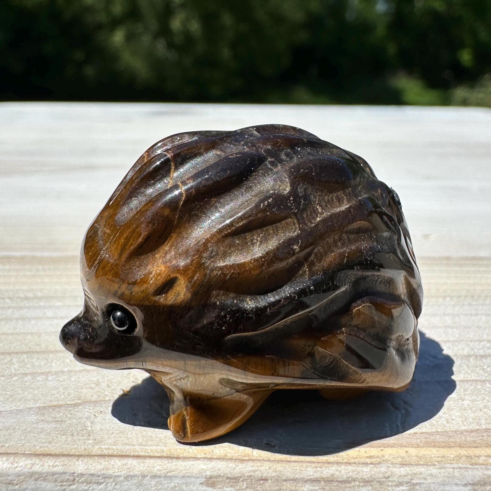 Cute Tiger Eye Hedgehog Carving - #3