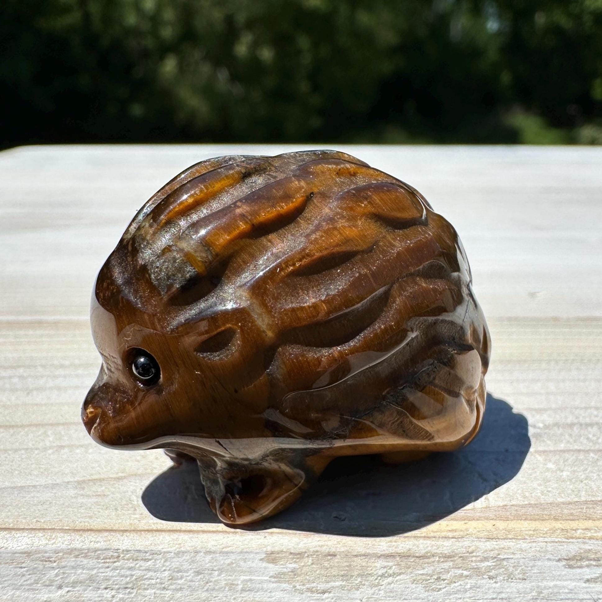 Cute Tiger Eye Hedgehog Carving - #4