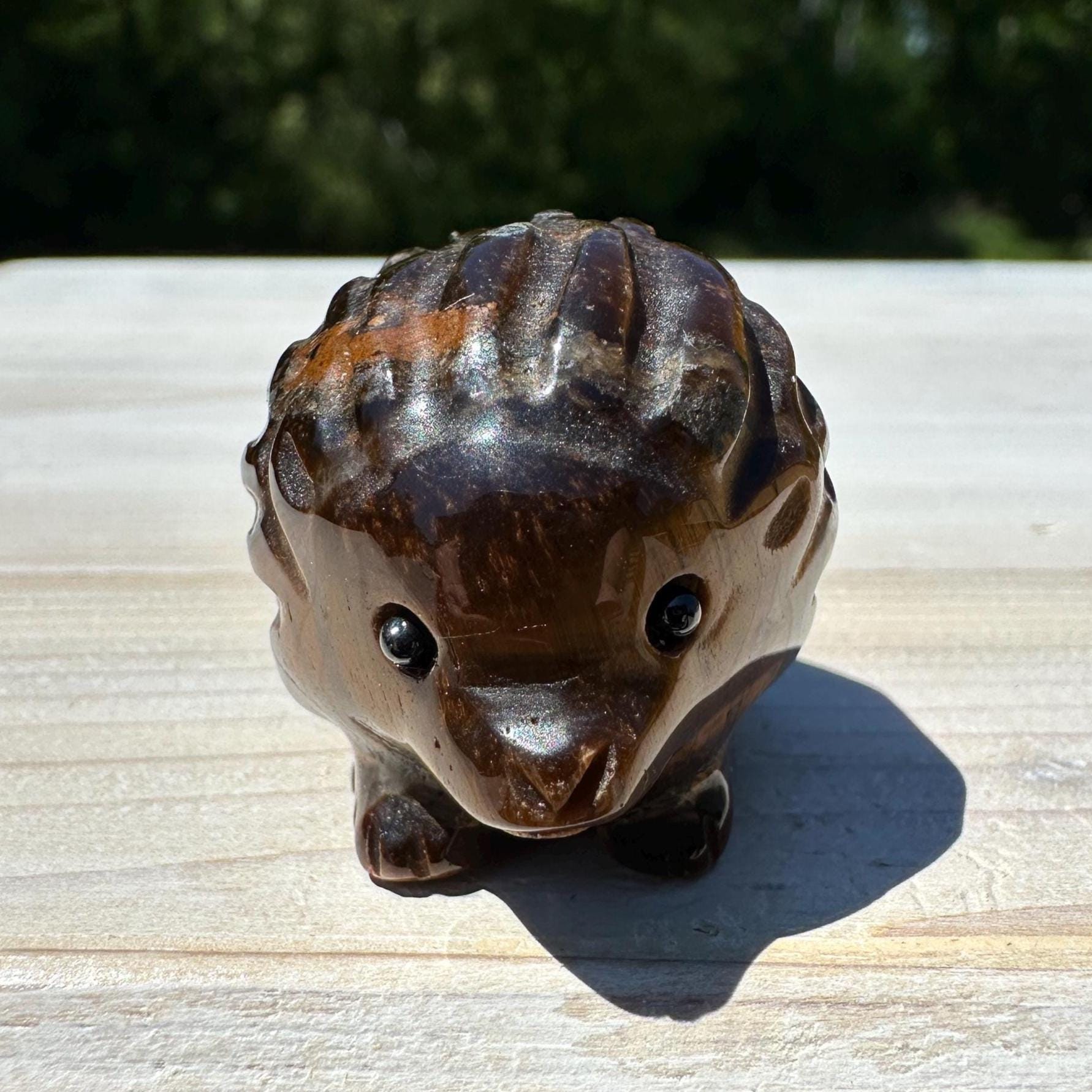 Cute Tiger Eye Hedgehog Carving - #4