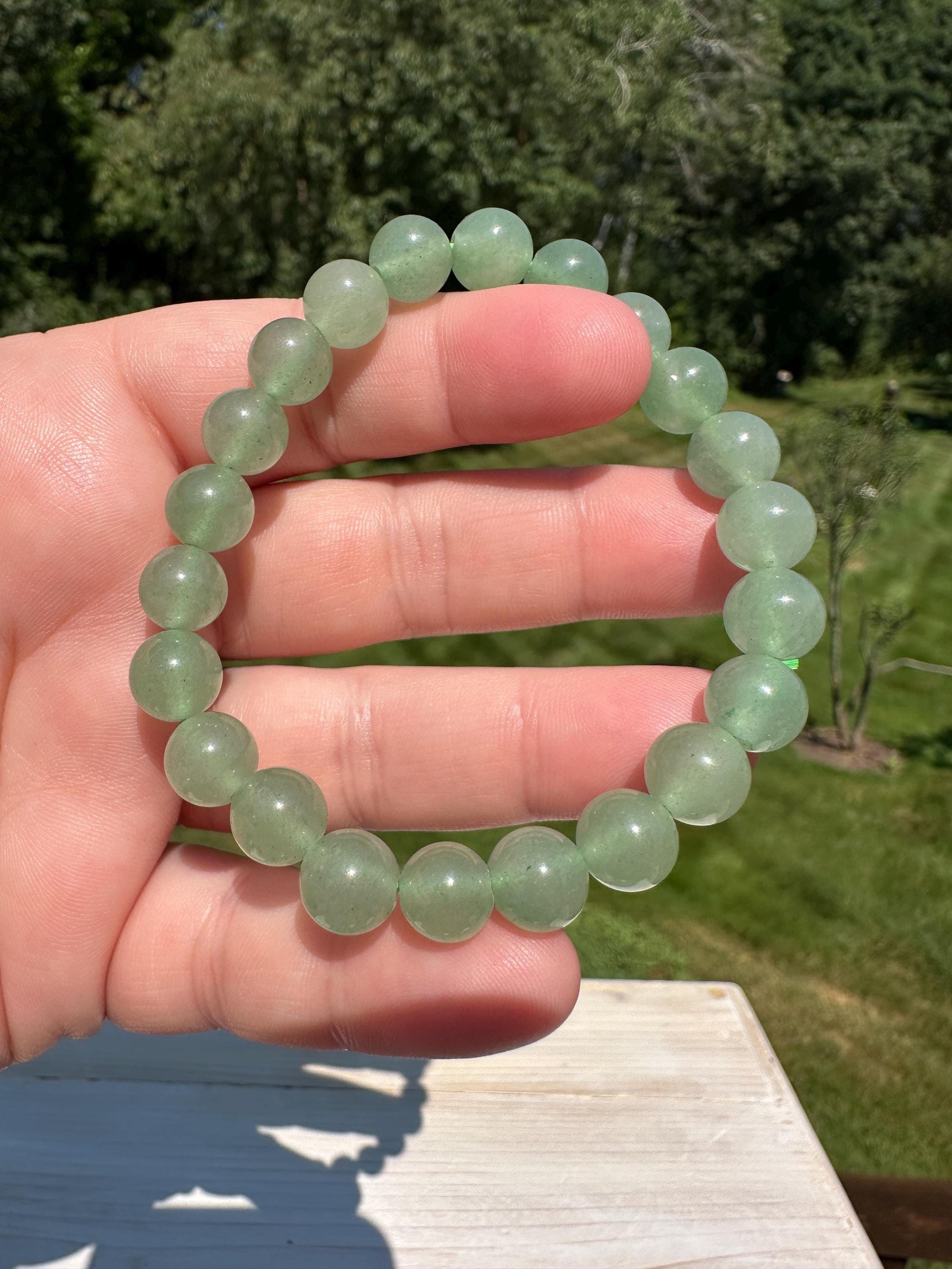 One (1) Green Aventurine Stretch Bracelet 6''