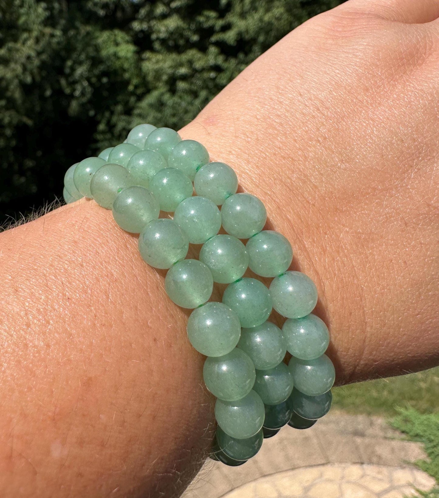 One (1) Green Aventurine Stretch Bracelet 6''