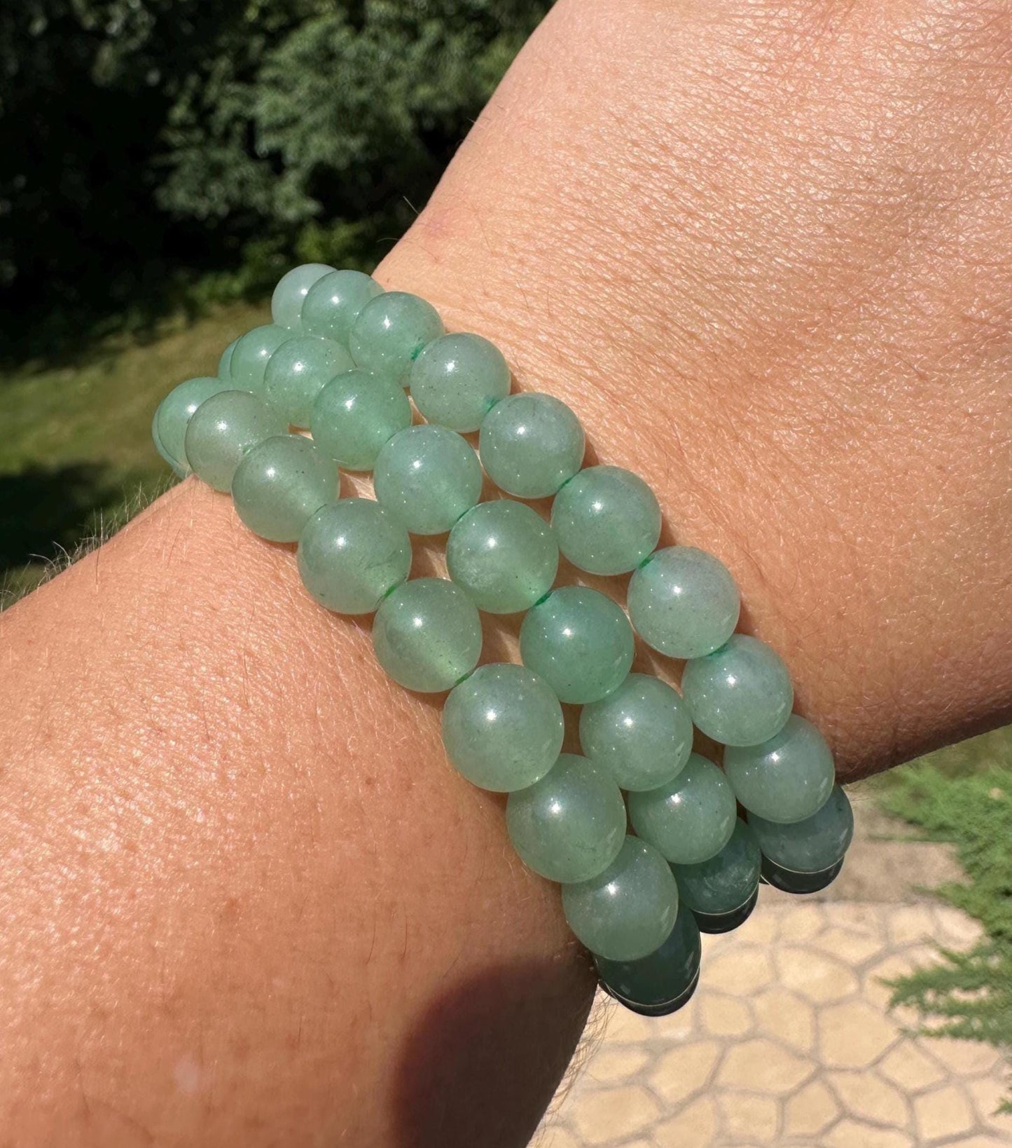 One (1) Green Aventurine Stretch Bracelet 6''