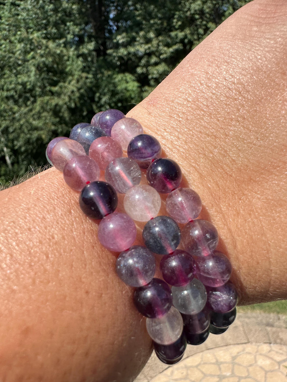 One (1) 8mm Rainbow Fluorite Stretch Bracelet 6''