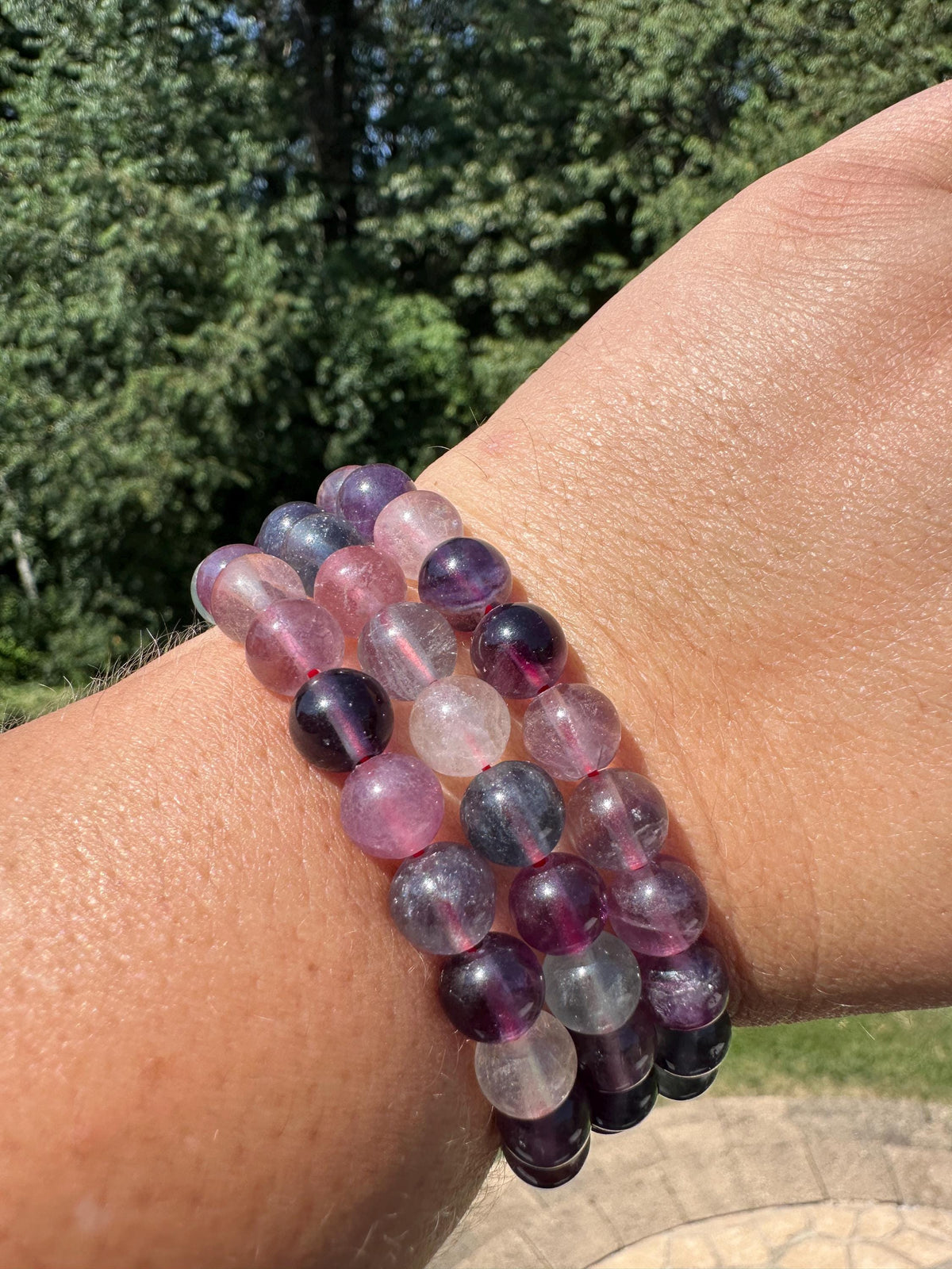 One (1) 8mm Rainbow Fluorite Stretch Bracelet 6''