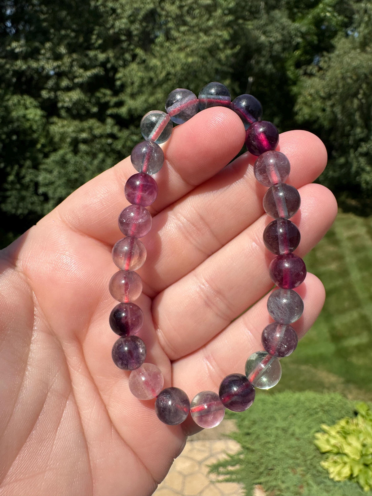 One (1) 8mm Rainbow Fluorite Stretch Bracelet 6''