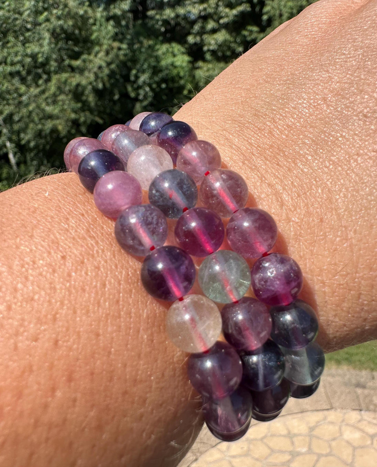 One (1) 8mm Rainbow Fluorite Stretch Bracelet 6''