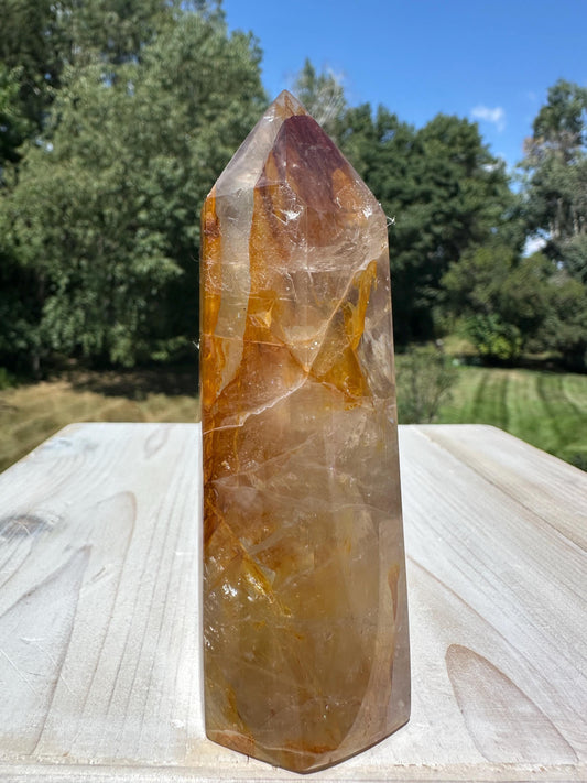 Gorgeous Golden Healer Quartz Crystal Tower - #1