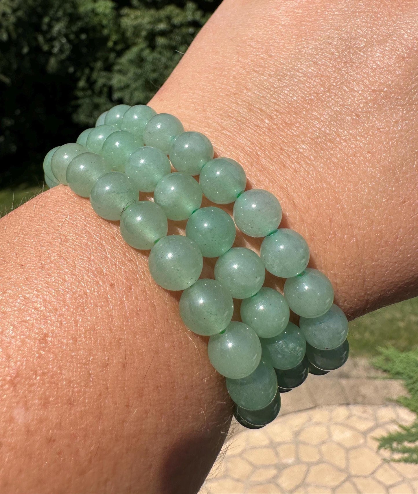 One (1) Green Aventurine Stretch Bracelet 6''