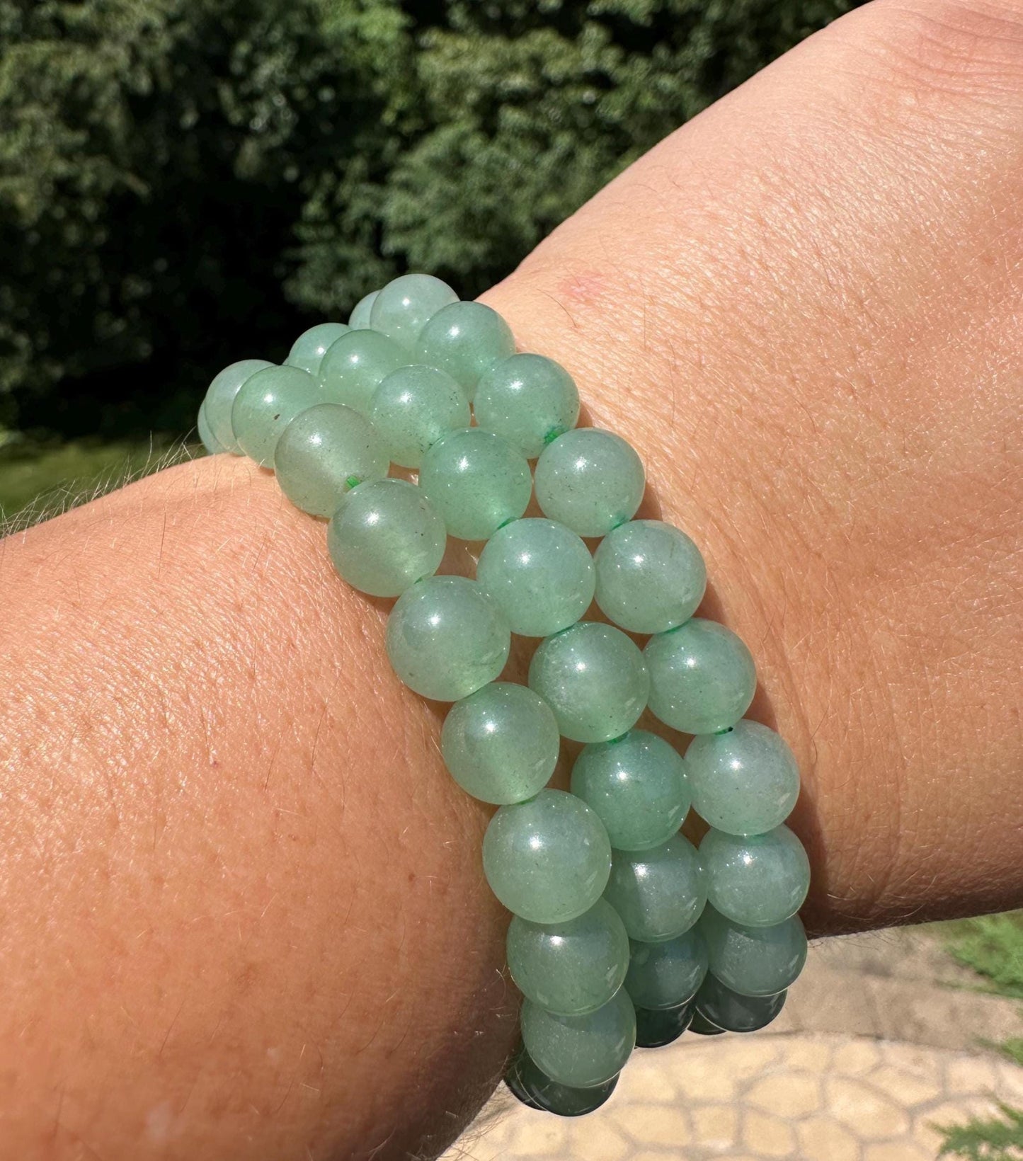 One (1) Green Aventurine Stretch Bracelet 6''