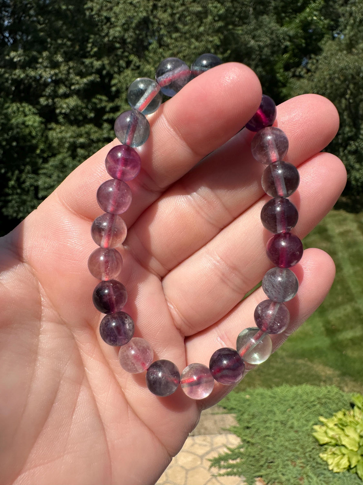 One (1) 8mm Rainbow Fluorite Stretch Bracelet 6''
