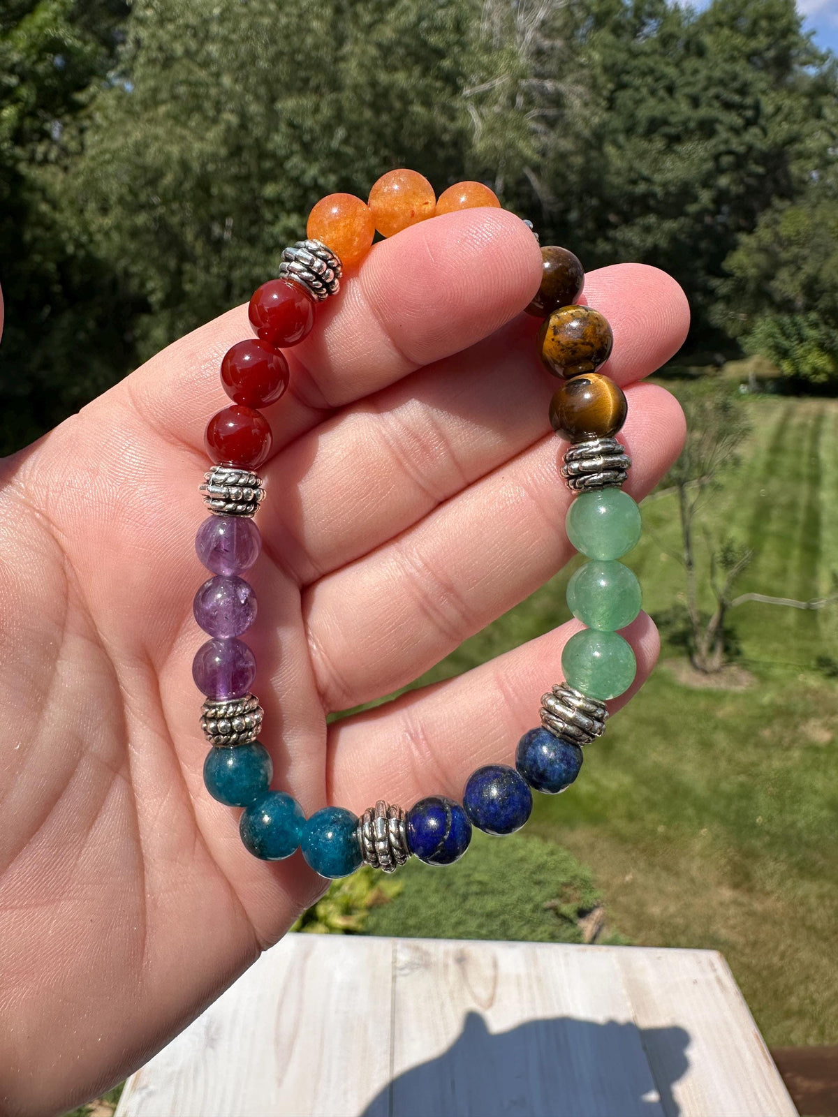 One (1) 8mm Chakra Stretch Bracelet 6.5"