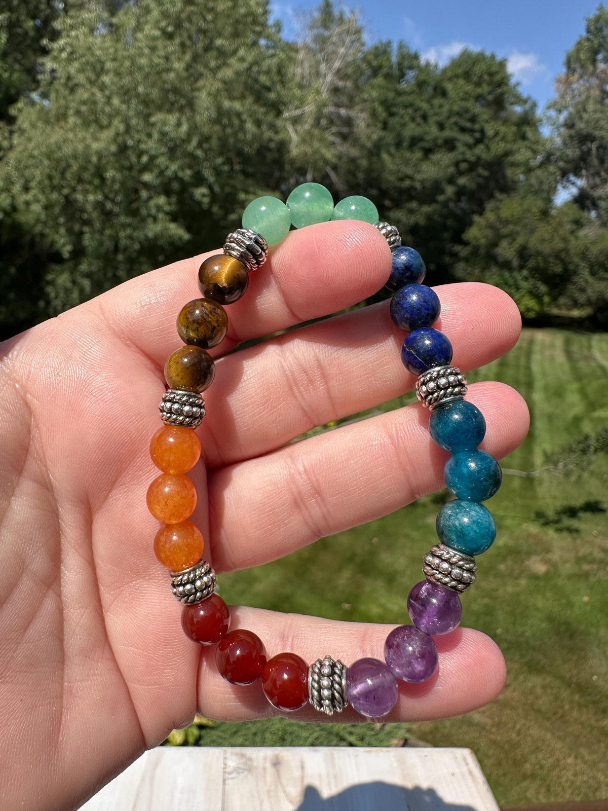 One (1) 8mm Chakra Stretch Bracelet 6.5"