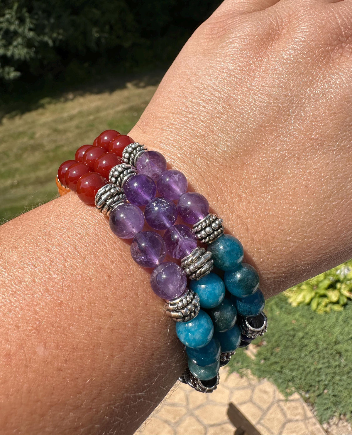 One (1) 8mm Chakra Stretch Bracelet 6.5"