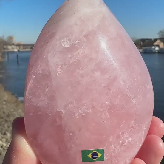 High Quality Rose Quartz Flame from Brazil | Sphere Palm Stone Obelisk Tower | Healing Crystal | Heart Chakra