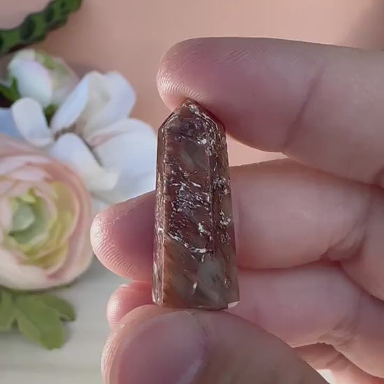 Mini Amphibole Quartz Polished Point from Brazil | Red Amphibole | Angel Wing Phantom Quartz | Red Rabbit Quartz