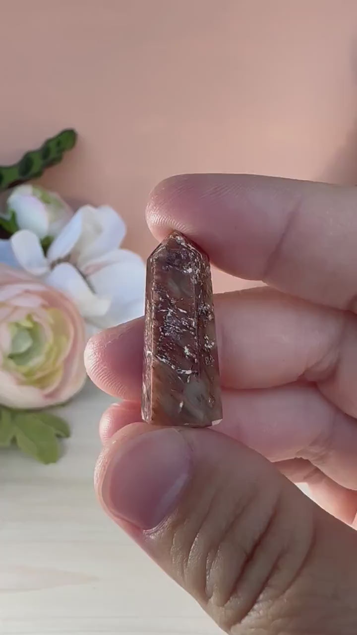 Mini Amphibole Quartz Polished Point from Brazil | Red Amphibole | Angel Wing Phantom Quartz | Red Rabbit Quartz