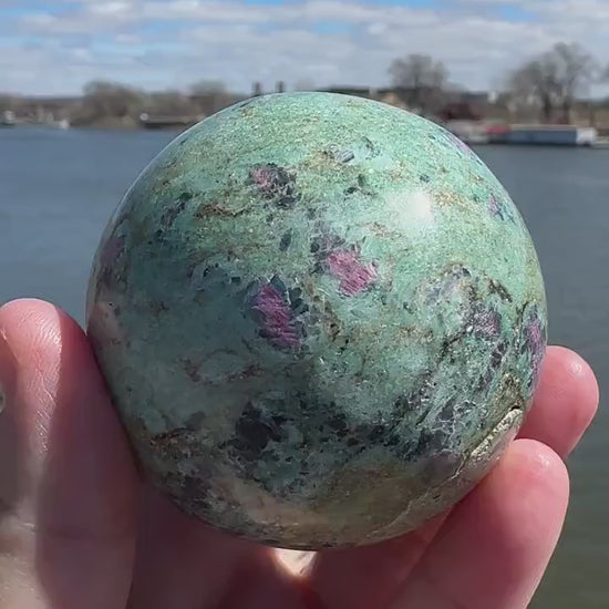 57mm Gorgeous Ruby Fuchsite Crystal Sphere from India