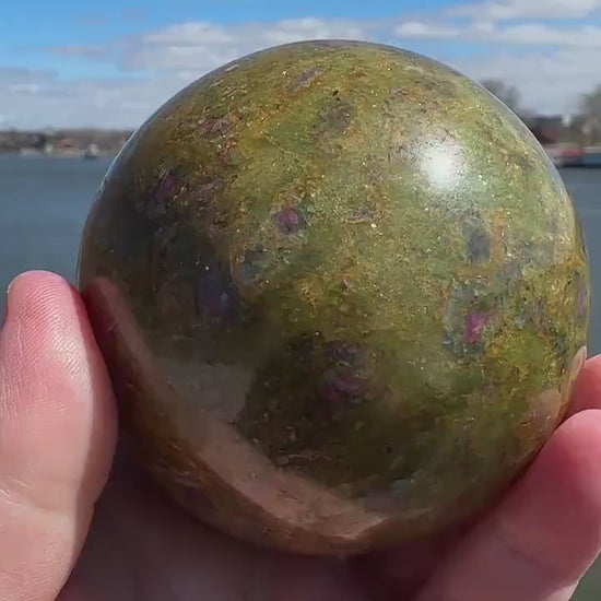 57mm Gorgeous Ruby Fuchsite Crystal Sphere from India