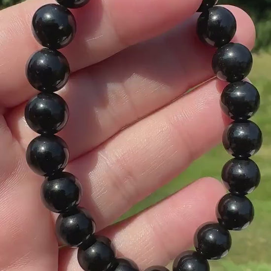 One (1) 8mm Black Obsidian Stretch Bracelet 6.5''