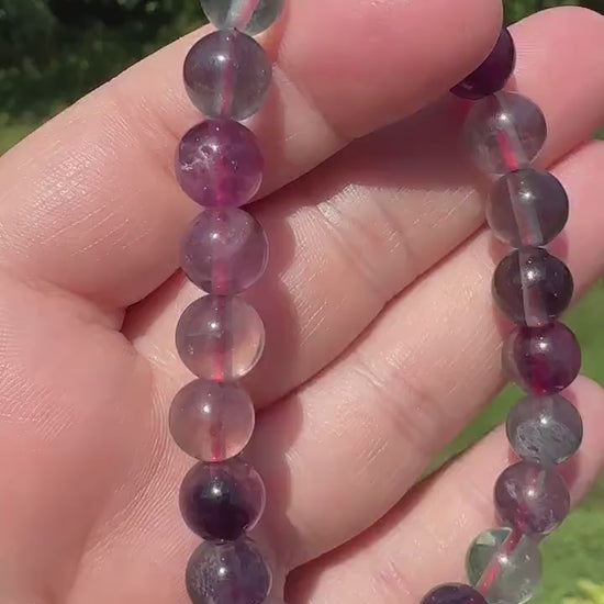 One (1) 8mm Rainbow Fluorite Stretch Bracelet 6''
