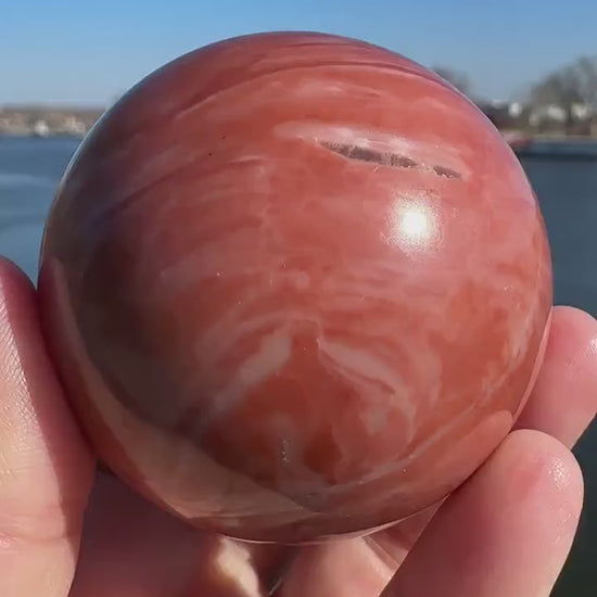 52mm Rare Natural Pink Serpentine Polished Sphere from India | Pink Serpentine Gemstone | Tucson Exclusive