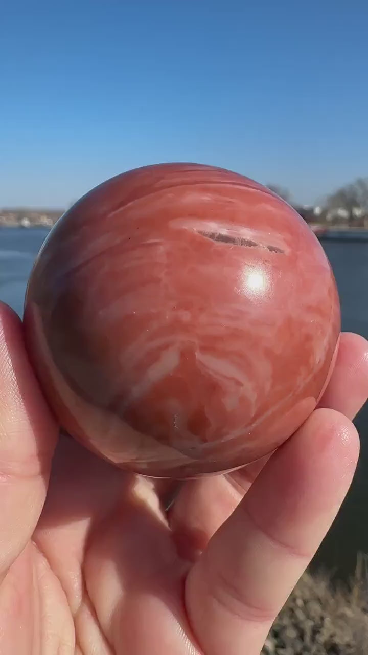 52mm Rare Natural Pink Serpentine Polished Sphere from India | Pink Serpentine Gemstone | Tucson Exclusive