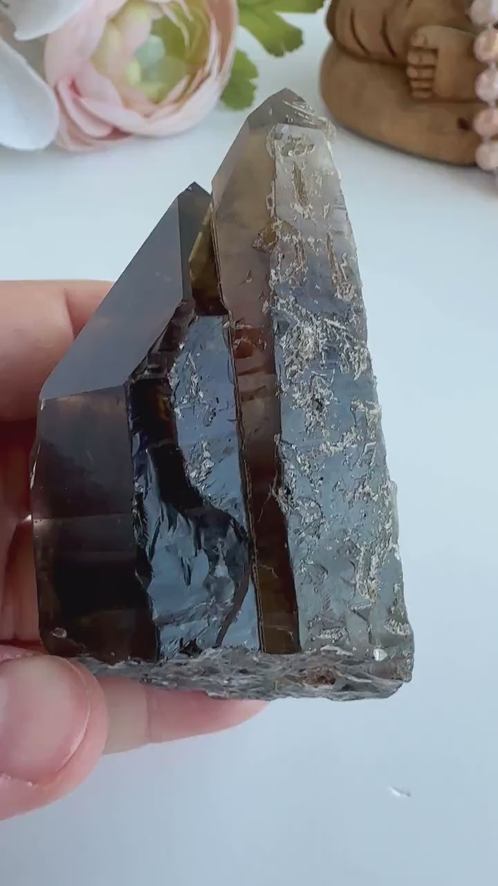 Special Raw Twin Smoky Lemurian Points | Rare Lemurian | Lemurian Point | Authentic Lemurian