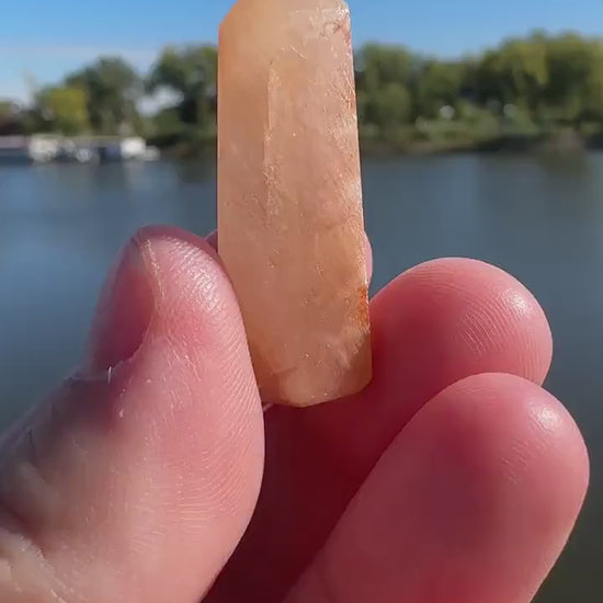 Mini Peach Amphibole Quartz Polished Point from Brazil | Pink Amphibole | Angel Wing Phantom Quartz | Angel Hair Quartz