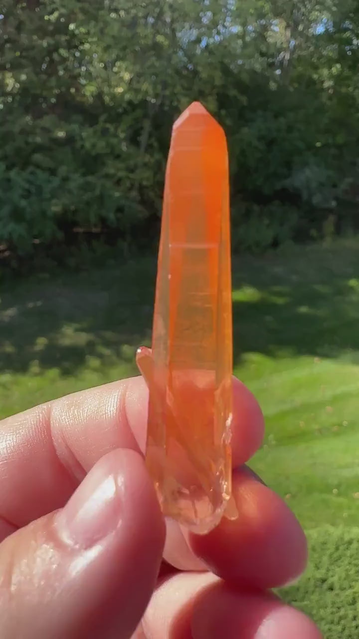 Stunning Rare Tangerine Lemurian Point - #3