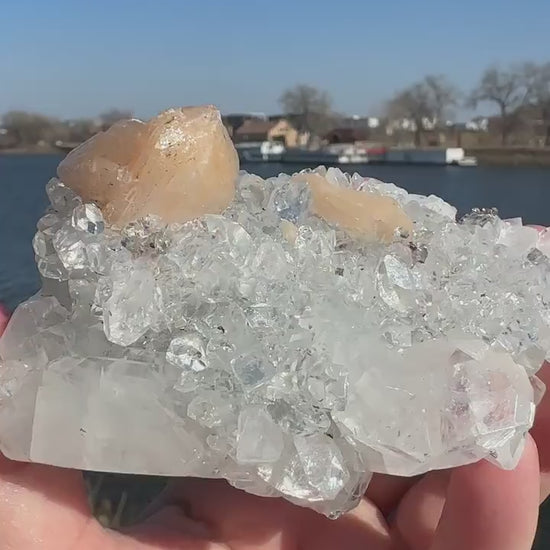 High Quality Apophyllite and Peach Stilbite Cluster