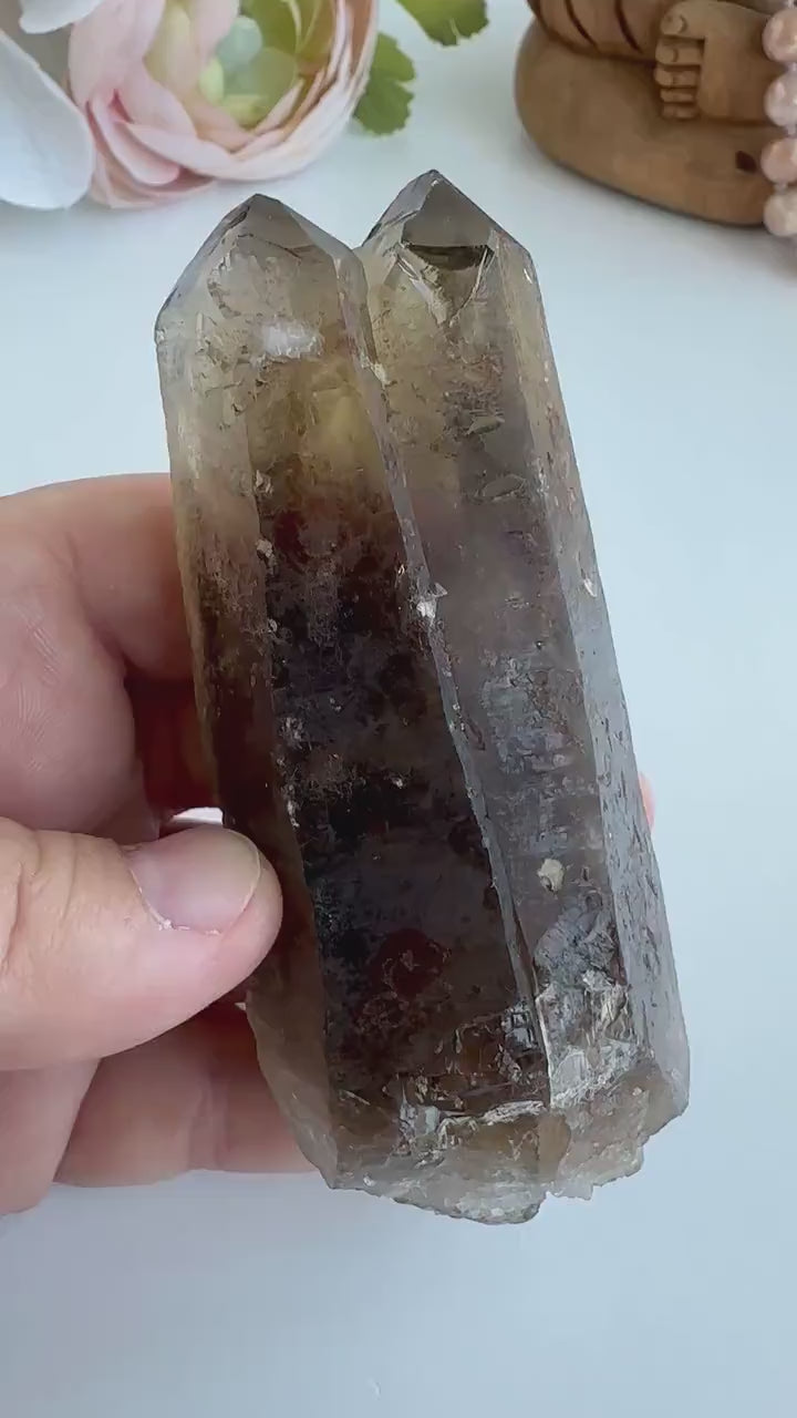 Special Raw Twin Smoky Lemurian Points | Rare Lemurian | Lemurian Point | Authentic Lemurian