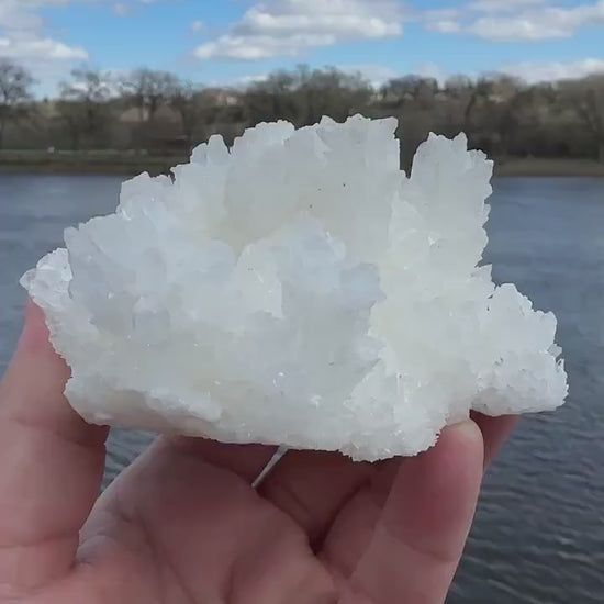 Beautiful White Raw Aragonite Cluster Natural Crystal from Mexico