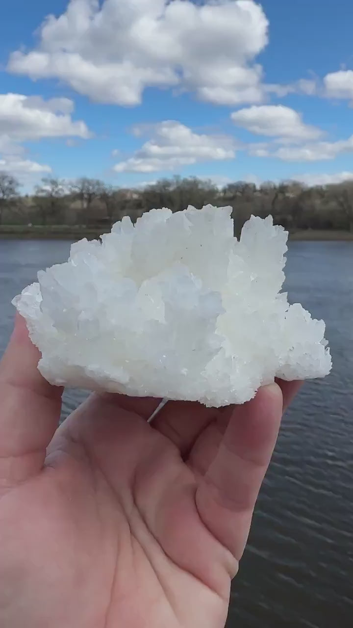 Beautiful White Raw Aragonite Cluster Natural Crystal from Mexico