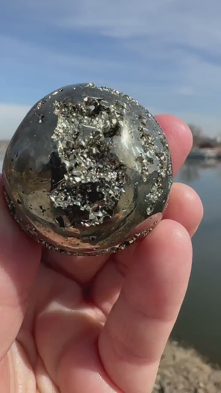 35 mm Pyrite Crystal Sphere | Fools Gold | Pyrite Sphere | Prosperity Protection | Crystal Sphere