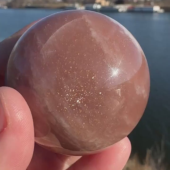 46mm Super Flashy Peach Moonstone Sphere from India