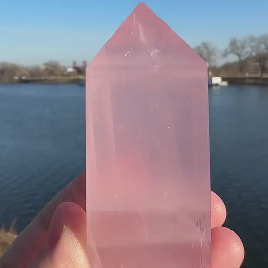 High Quality Star Rose Quartz Tower | Star Asterism | Sphere Palm Stone Obelisk | Healing Crystal | Heart Chakra